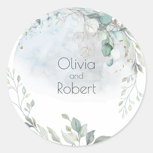 Sticker Rond Mariage | Dusty Blue Over the Moon in Love (Devant)