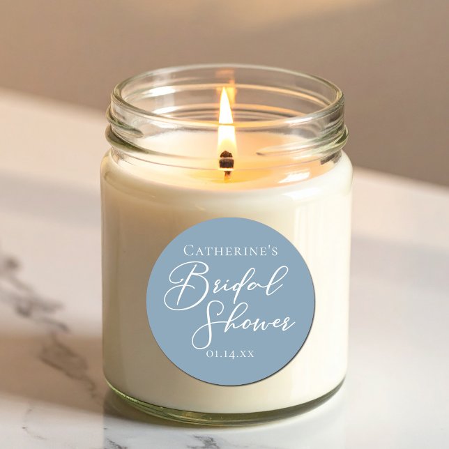 Sticker Rond Mariage Dusty Blue Personnalisé Écriture Blanche (Créateur téléchargé)