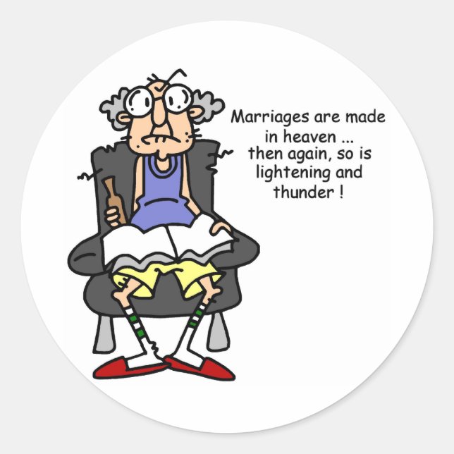 Sticker Rond Mariage, Éclair, Humour tonnerre (Devant)