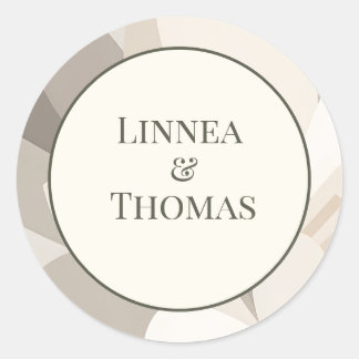 Sticker Rond Mariage éditorial moderne abstrait beige neutre