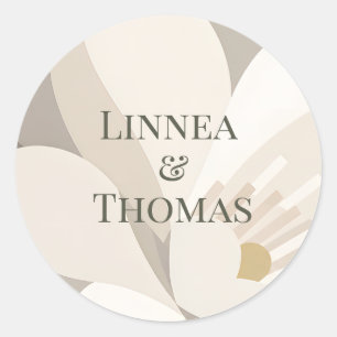 Sticker Rond Mariage éditorial moderne abstrait beige neutre