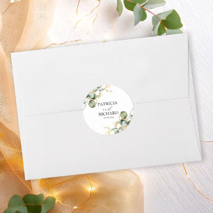Sticker Rond Mariage Élégant avec Feuillage Doré