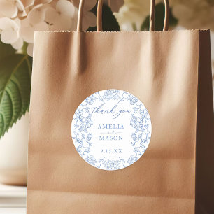 Sticker Rond Mariage élégant bleu Dusty bleu Vintage