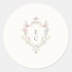 Sticker Rond Mariage Élégant Bohème Fleur Sauvage