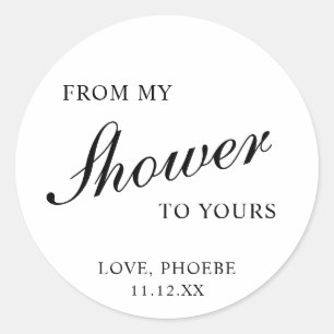 Sticker Rond Mariage élégant classique noir et blanc