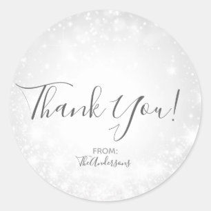 Sticker Rond Mariage Élégant de Rêve de l'Hiver aux Étincelles 
