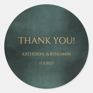 Sticker Rond Mariage élégant et moderne Emerald Green Black