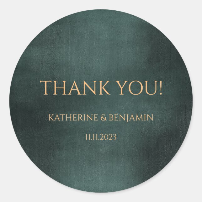 Sticker Rond Mariage élégant et moderne Emerald Green Black (Devant)