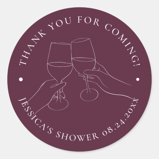 Sticker Rond Mariage Élégant Fête de Vin (Devant)