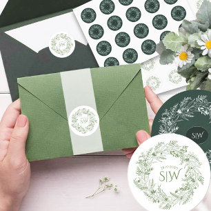 Sticker Rond Mariage Élégant Inspiré d'un Jardin