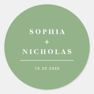 Sticker Rond Mariage élégant minimal Pistachio moderne