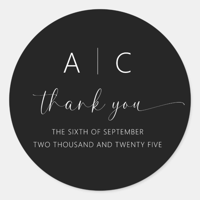 Sticker Rond Mariage élégant minimaliste moderne (Devant)