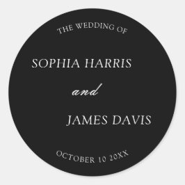 Sticker Rond Mariage élégant moderne minimaliste noir