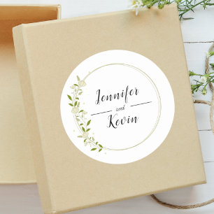 Sticker Rond Mariage Élégant Moderne Rustique aux Fleurs Sauvag