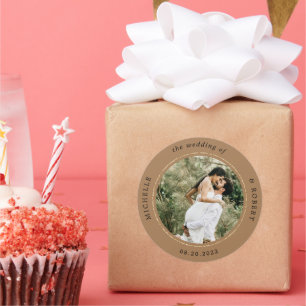Sticker Rond mariage élégant photo monogramme