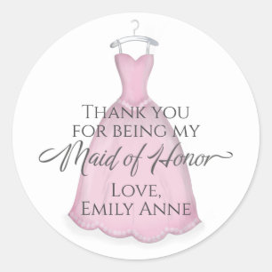 Sticker Rond Mariage élégante femme d'honneur robe rose classiq