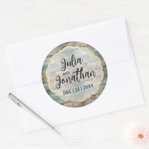 Sticker Rond Mariage en bois Chic Pastel de Shabby