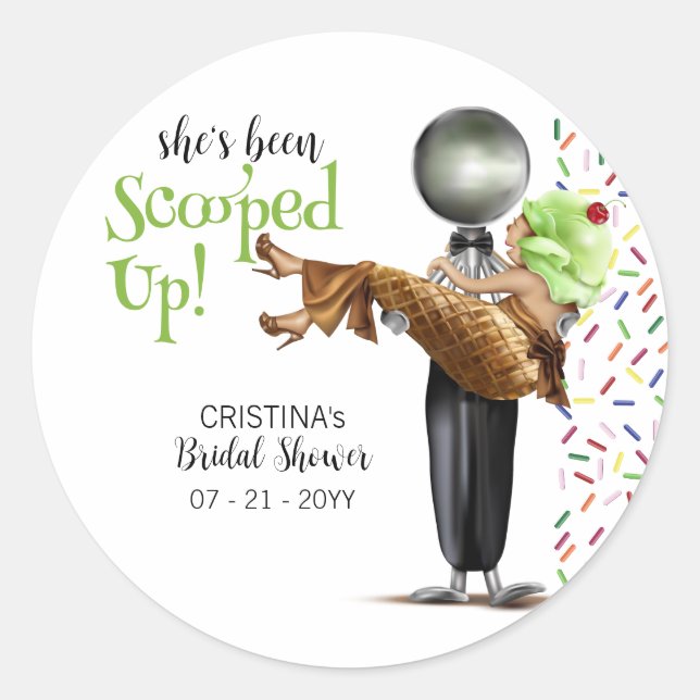 Sticker Rond Mariage en Fête de Glace au Chocolat (Devant)