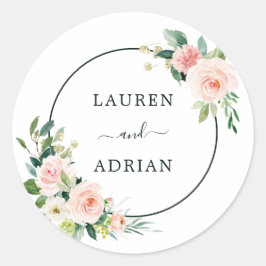 Sticker Rond Mariage en fleur rose