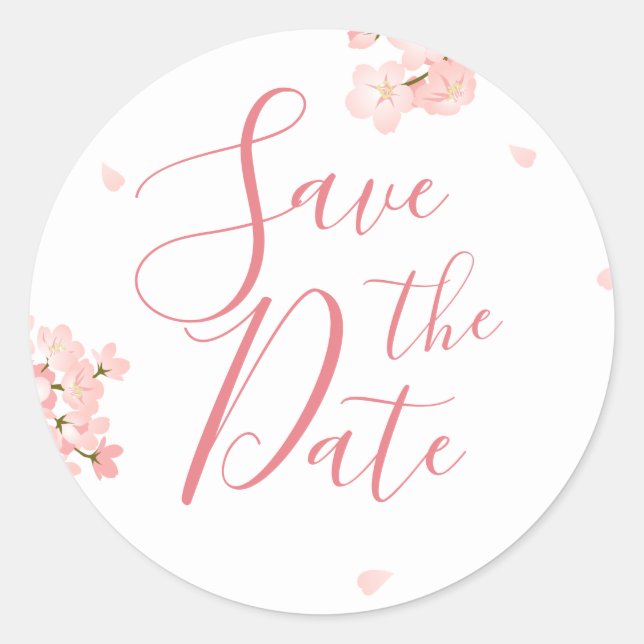 Sticker Rond Mariage en fleurs de cerisiers roses Enregistrer l (Devant)