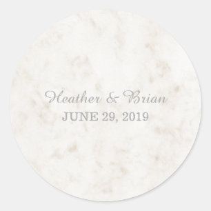 Sticker Rond Mariage en marbre doux beige