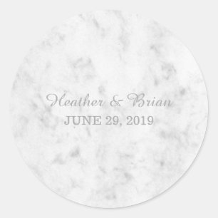 Sticker Rond Mariage en marbre gris élégant