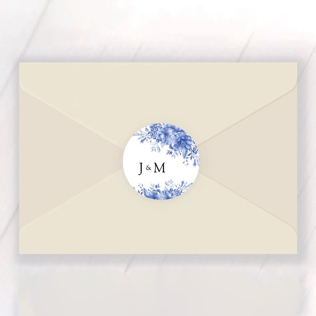Sticker Rond Mariage en porcelaine bleue (Créateur téléchargé)