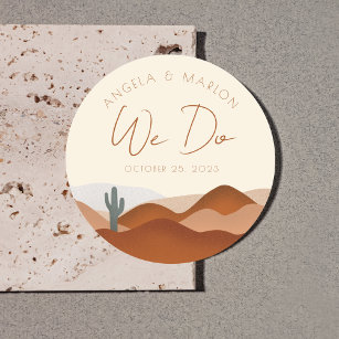 Sticker Rond Mariage en terre cuite moderne Boho Desert