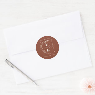 Sticker Rond Mariage en terre cuite Monogramme moderne minimali