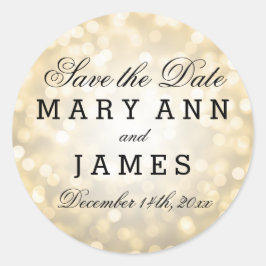 Sticker Rond Mariage Enregistrer La Date Gold Parties scintilla