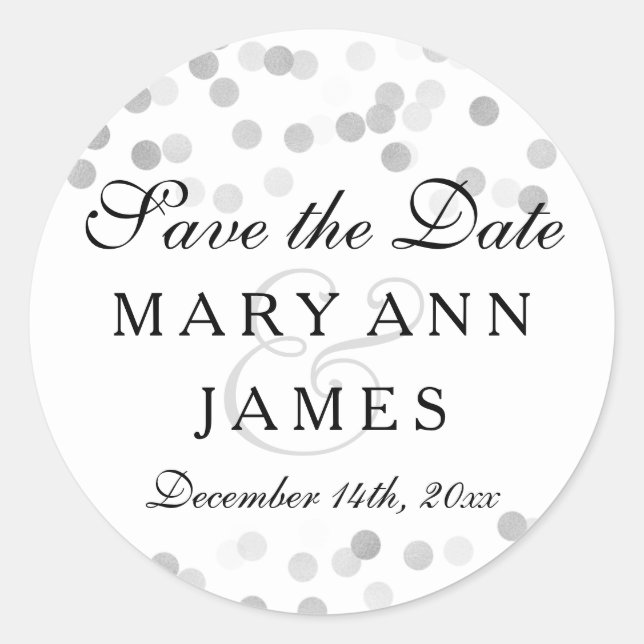 Sticker Rond Mariage Enregistrer La Date Parties scintillant Ar (Devant)