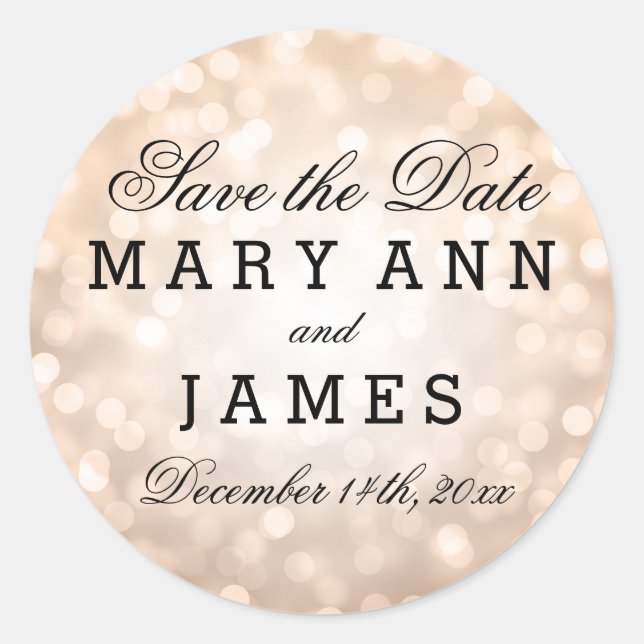 Sticker Rond Mariage Enregistrer La Date Parties scintillant En (Devant)