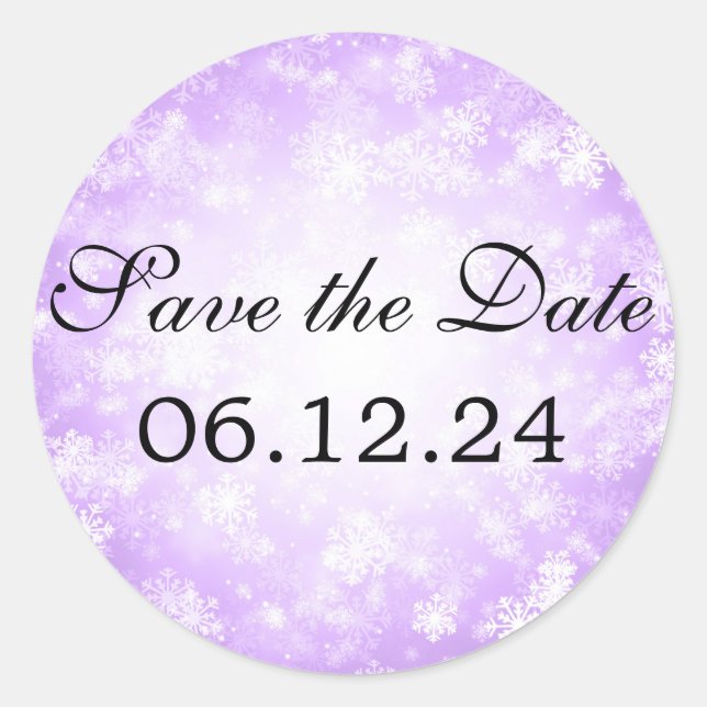 Sticker Rond Mariage Enregistrer La Date Purple Winter Wonderla (Devant)