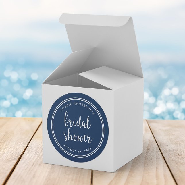 Sticker Rond Mariage: enveloppes à motif bleu et bandes blanche (Créateur téléchargé)