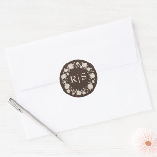 Sticker Rond Mariage Espresso Luxe Brun et Beige