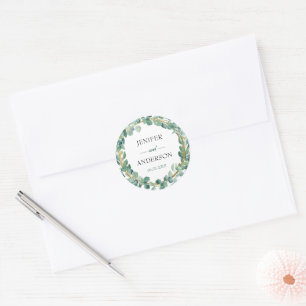 Sticker rond Mariage Eucalyptus Green