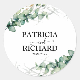 Sticker Rond Mariage Eucalyptus vert