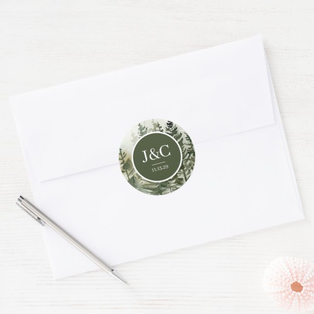 Sticker Rond Mariage extérieur aquarelle (Enveloppe)