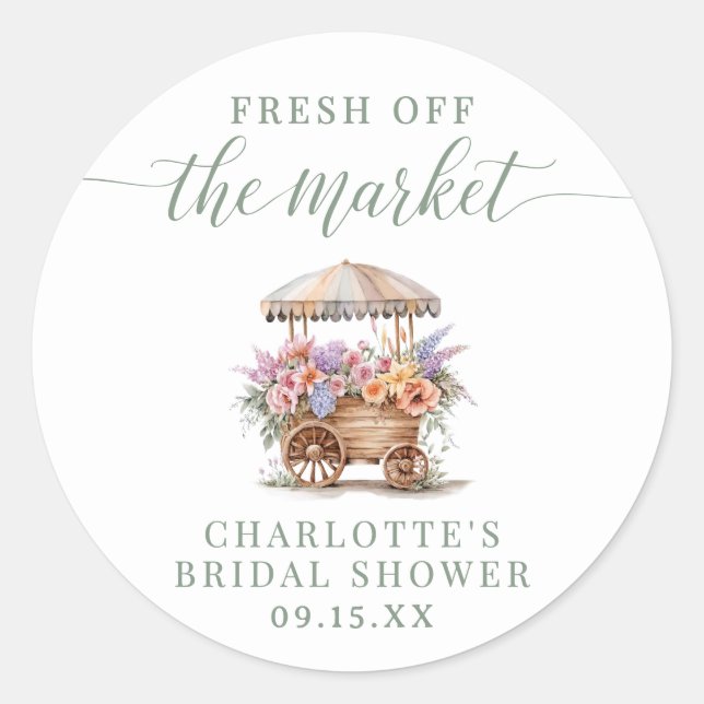 Sticker Rond Mariage fait Fête de douche de la mariée (Devant)