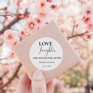 Sticker Rond Mariage Favor Love Rire et un snack pour après