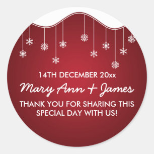 Sticker Rond Mariage Favor Tag Snowflake Décoration Rouge