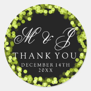 Sticker Rond Mariage Favor Tag Vert Éclairage