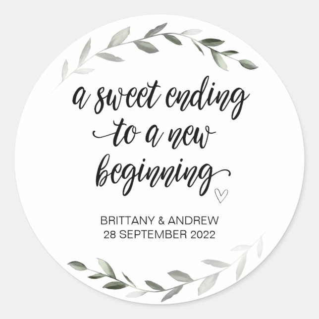 Sticker Rond Mariage Favor Traitement Sac Jam Jar Sweet Début C (Devant)