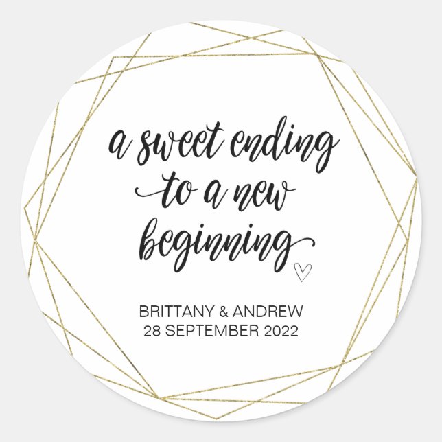 Sticker Rond Mariage Favor Traitement Sac Jam Jar Sweet Début C (Devant)