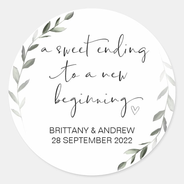 Sticker Rond Mariage Favor Traiter Sac Jam Jar Sweet Début (Devant)