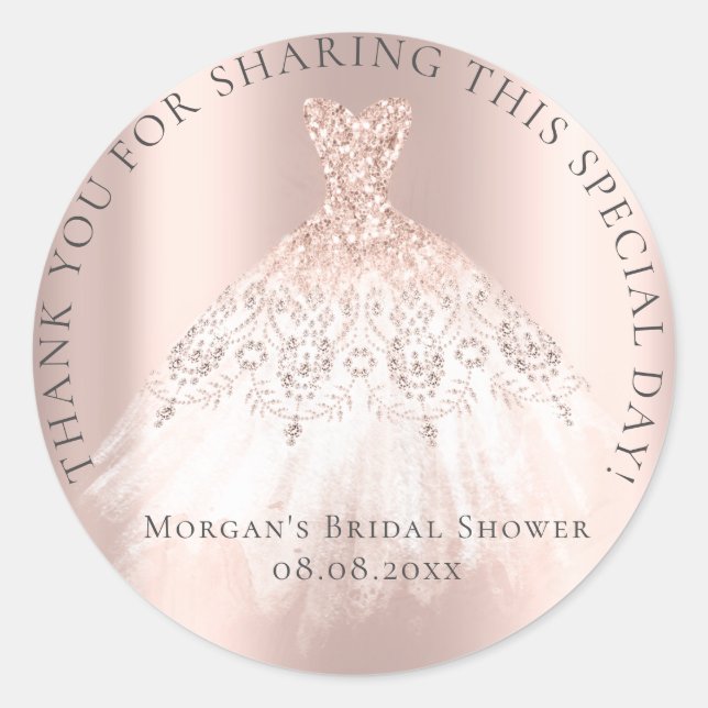 Sticker Rond Mariage Fête 16ème Remerciement Paillettes Rose Ro (Devant)