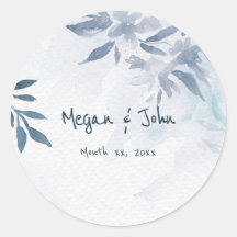 Mariage Feuille Aquarelle bleu doux
