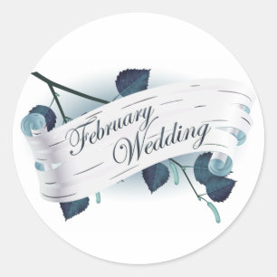 Sticker Rond Mariage février : feuilles de la saison :