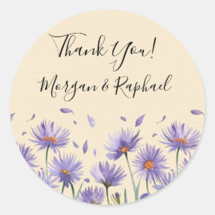 Sticker Rond Mariage Fleur sauvage d'aquarelle Lavender Bloom