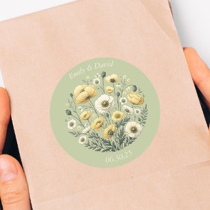 Sticker Rond Mariage Fleur sauvage de la partie Jardin